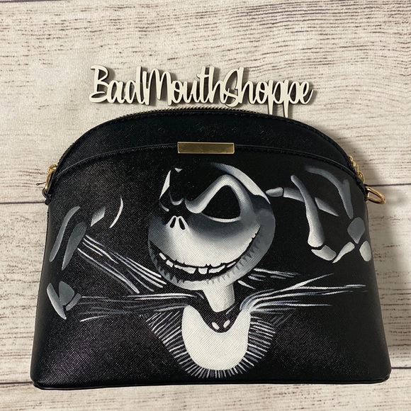 Cup of Horrors Handbags - *Cup of Horrors Hand Painted NBC Pumpkin King Jack Skellington Halloween Purse